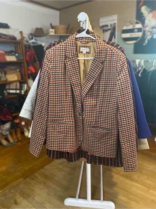 Merona Jackets & Blazers - Merona Red, Blue & Tan Plaid Women's Blazer